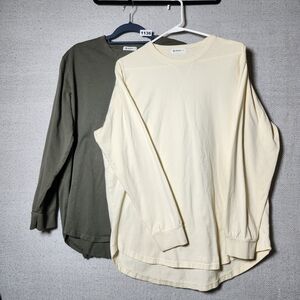 Kliegou 2 Men's Long Sleeve Shirts Size XL- 1 Cream and 1 Green